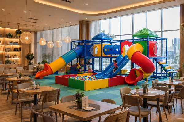 Restaurant and cafe play center layout constraints