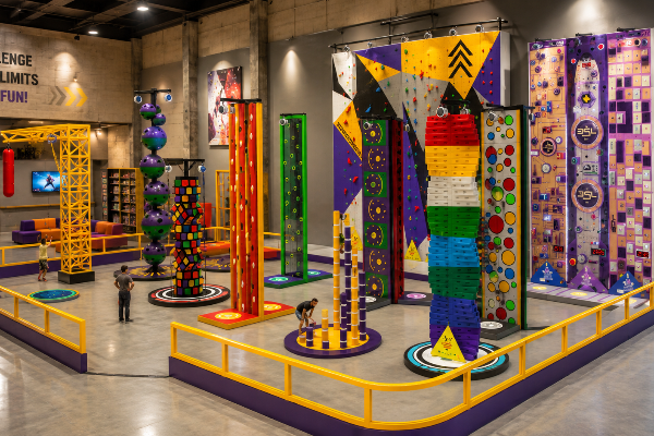 Climbing and adventure equipment for indoor play venues