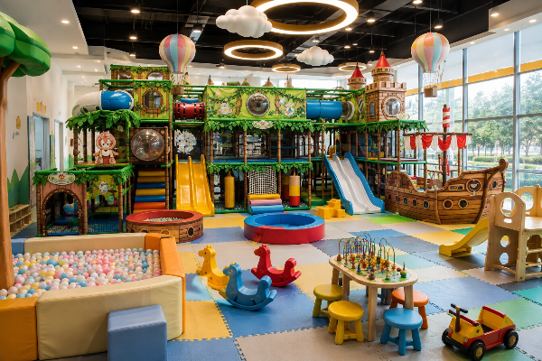 Indoor playground layout design indicating fire performance zones
