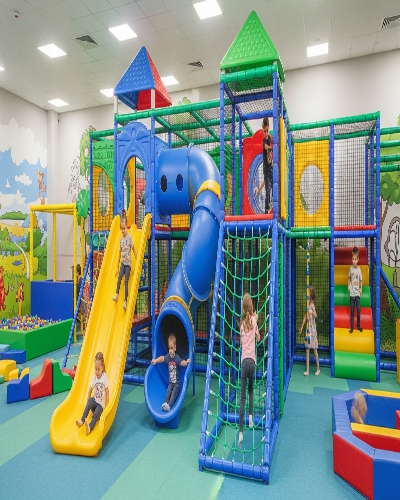 Integrated Indoor Trampoline and Climbing Walls