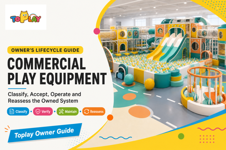 Toplay owner guide frames commercial play equipment as a lifecycle system; CPSC and Access Board scope notes.