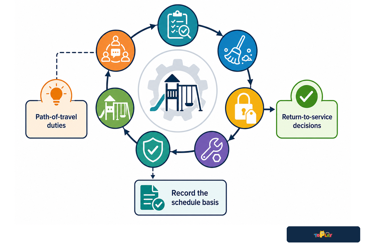 Operating loop ties inspection findings to isolation, repair, closure, and return to service; CPSC and Head Start scope.