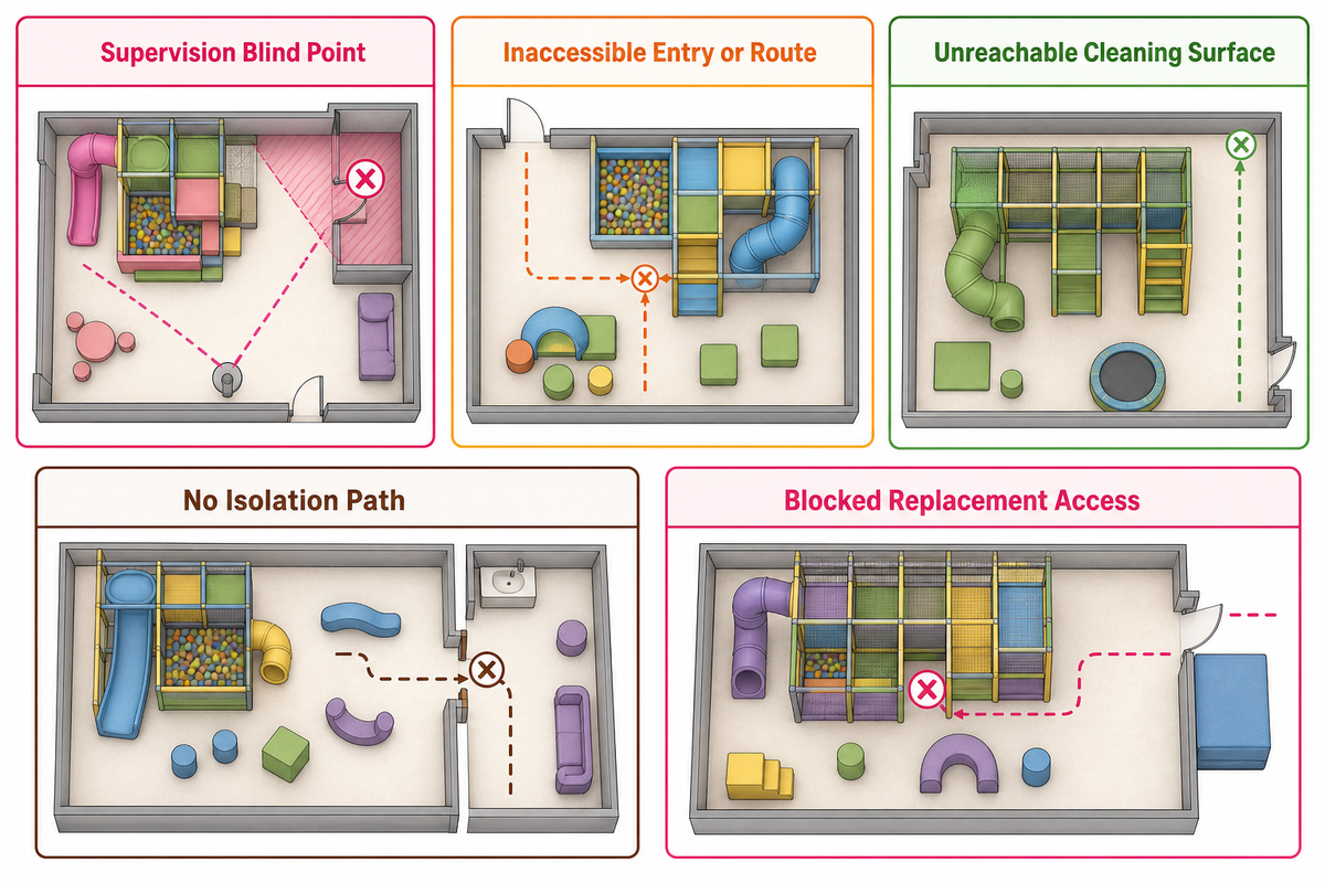 6. Design for Staff Sightlines, Cleaning Reach, and Component Access — Toplay
