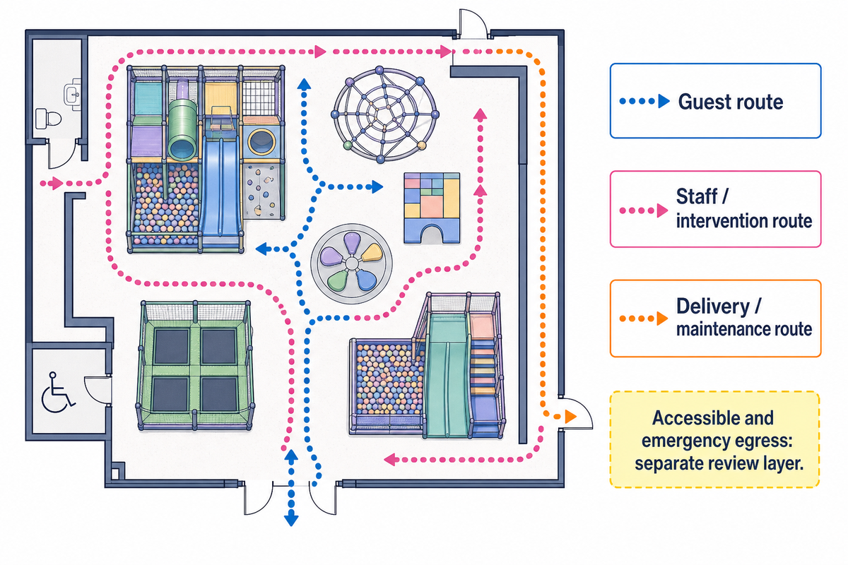 The 3-Route Overlay for Indoor Play Circulation and Staff Access — Guangzhou Toplay Amusement Equipment Co., Ltd.