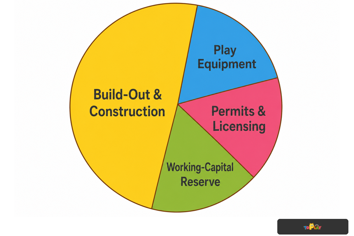 Startup cost breakdown for a small play cafe: build-out, equipment, permits, working-capital reserve