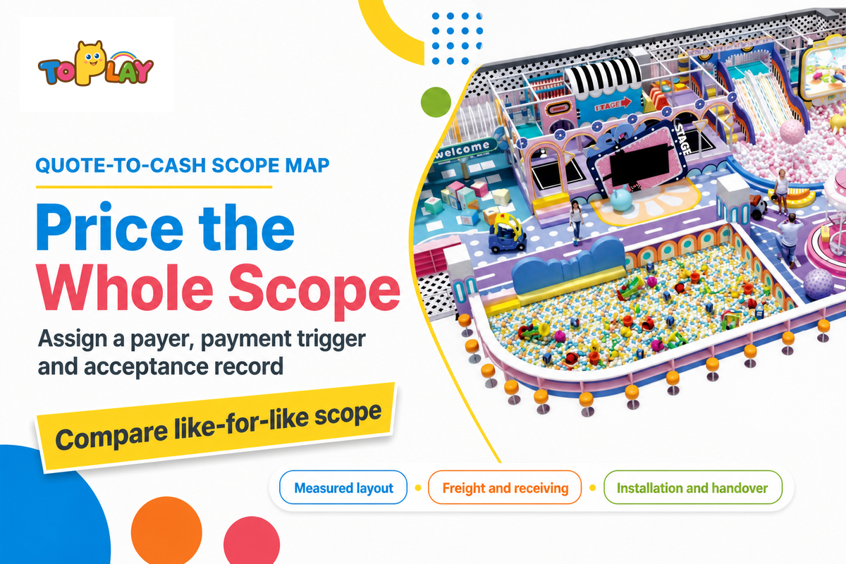 Compare equipment quotes with named payers, payment triggers and acceptance records; Toplay scope guide.