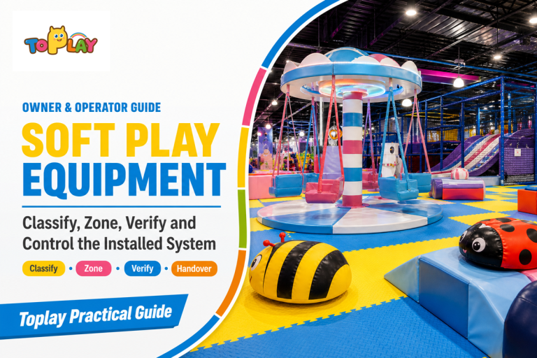 Soft play equipment must be classified, zoned, evidenced, and handed over before opening; CPSC and ASTM scope.
