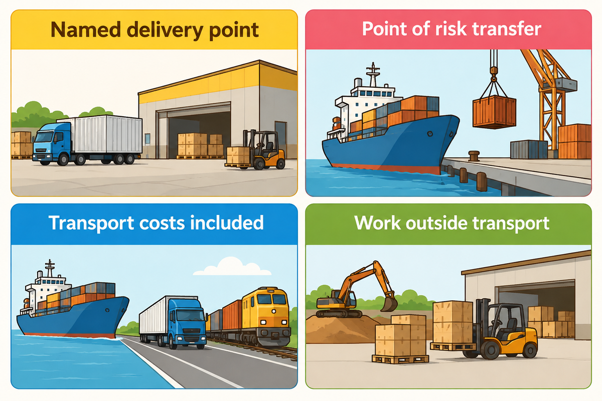 Four separate questions for reading an equipment freight quotation