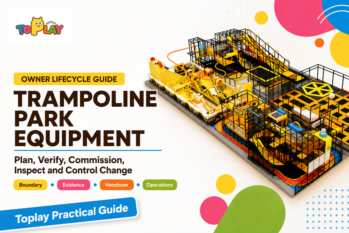 Trampoline park equipment owner lifecycle guide covering system boundaries, evidence, commissioning, inspection and change control.