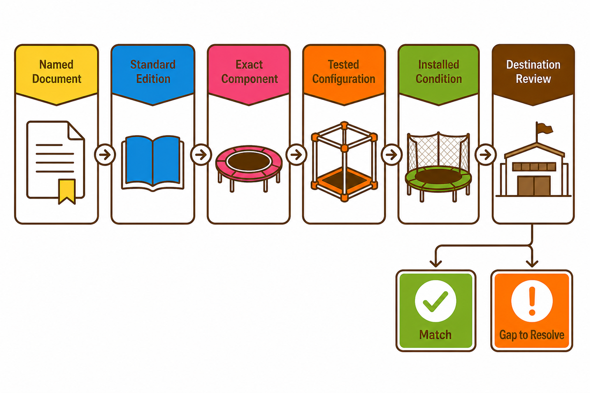Evidence matrix matches document, edition, component, configuration, installed condition and destination review.