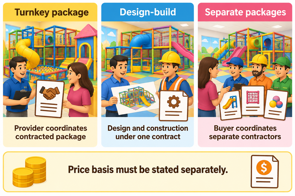 Delivery model controls coordination; turnkey and design-build still need a separately agreed price basis (DBIA)